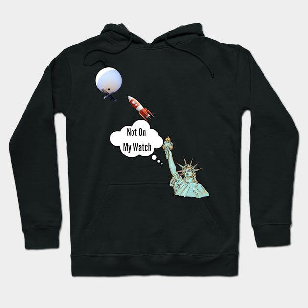 Statue of Liberty Shooting Down Spy Balloon Hoodie by The Treasure Hut